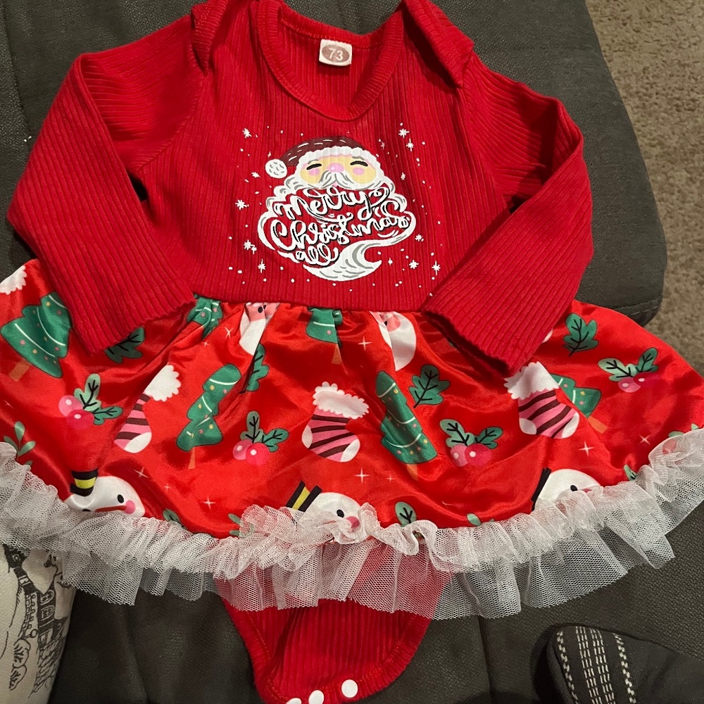 B 10    Christmas Tutu Skirted Bodysuit